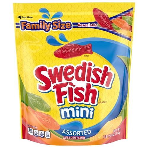 Swedish Fish Assorted Gummy Candy Bag, 1.8 Pound, 4 Per Case